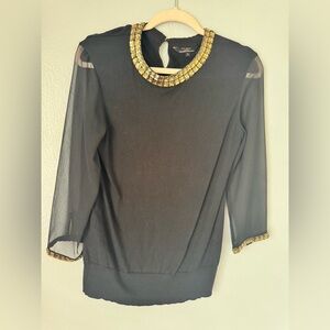Ted Baker Black Top with Gold Trim